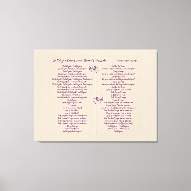 Toile Hallelujah Chorus  Handel's Messiah purple text (Recto)