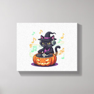 Toile Halloween chat Dj T-shirt surdimensionné