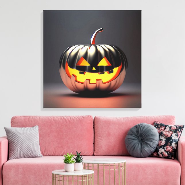 Toile Halloween Citrouille brillant (Insitu(Salon))