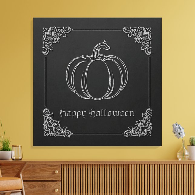 Toile Halloween Citrouille en argent (Insitu(Salon))