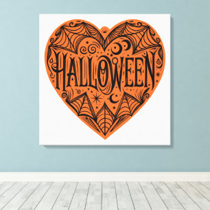 Toile Halloween Cœur, Cœur Forme Orange, Vacances