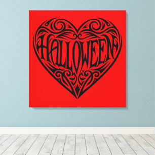 Toile Halloween cœur, Cœur noir, Vacances