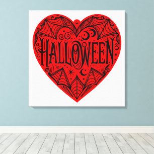 Toile Halloween Cœur, Cœur Rouge en Forme, Vacances