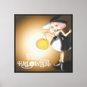 Toile Halloween Cute Éffrayant Whimsical WitchBrown