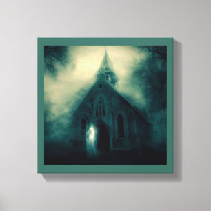 Toile Halloween - Église hantée 4