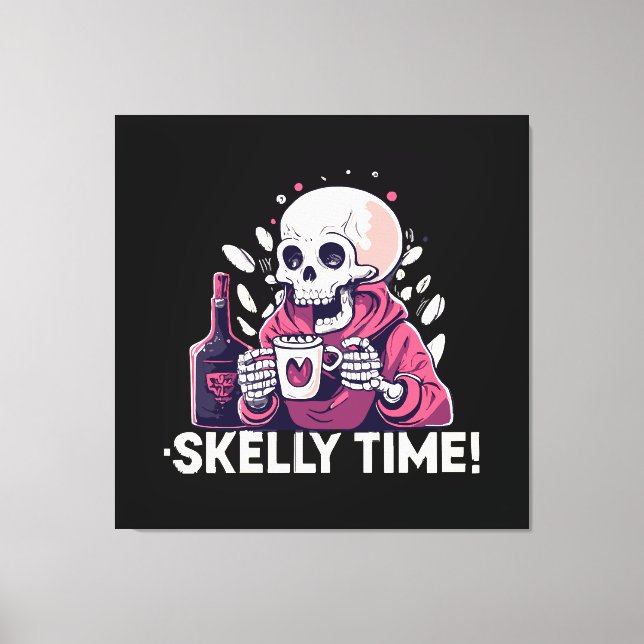Toile halloween mais c'est l'heure de skelly (Recto)