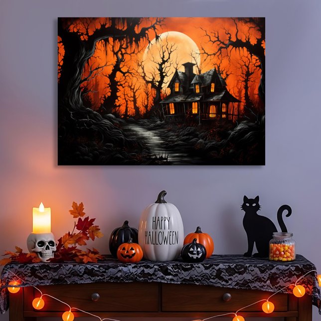 Toile Halloween Manor hanté à Amber Dusk (Créateur téléchargé)