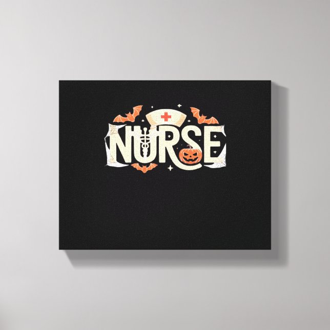 Toile Halloween Nurse Typographie - Conception Médicale  (Recto)