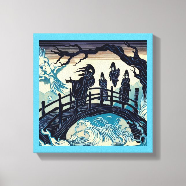 Toile Halloween - Pont Hanté Gravure sur Bois 2 (Recto)