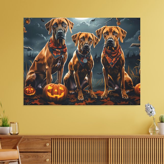 Toile Halloween Rhodesian Ridgeback Éffrayant (Insitu(Salon))