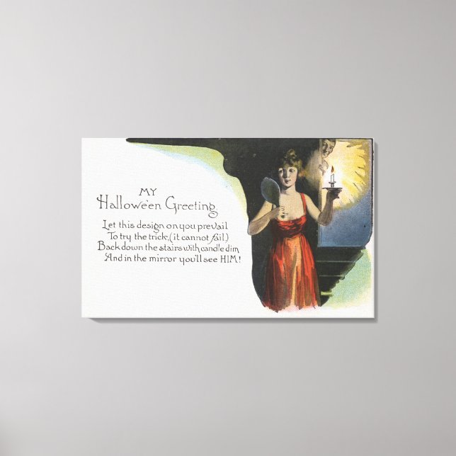 Toile Halloween Salutation femme avec bougie (Recto)