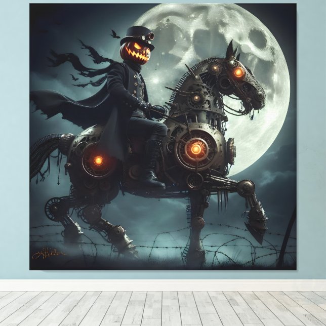 Toile Halloween Steampunk Cavalier sans tête (Insitu (Plancher de Bois))