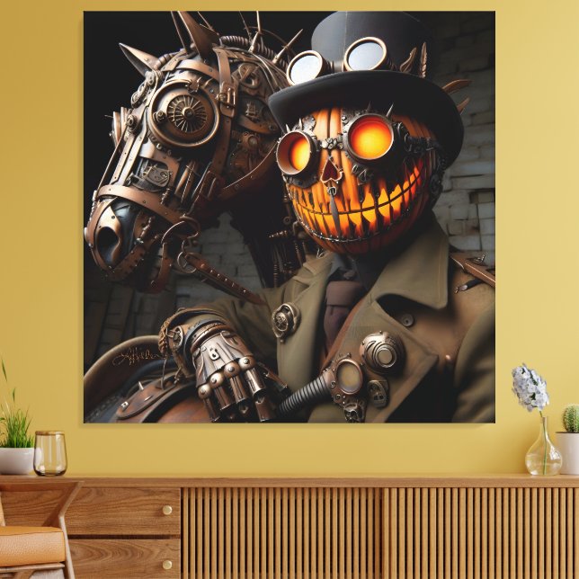 Toile Halloween Steampunk Jack-O-Lantern Horseman (Insitu(Salon))