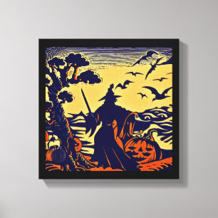 Toile Halloween - Style de gravure sur bois 5