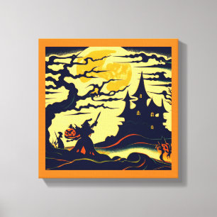 Toile Halloween - Style Gravure sur Bois 1