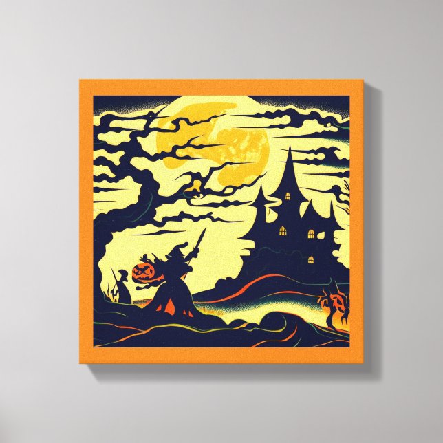 Toile Halloween - Style Gravure sur Bois 1 (Recto)
