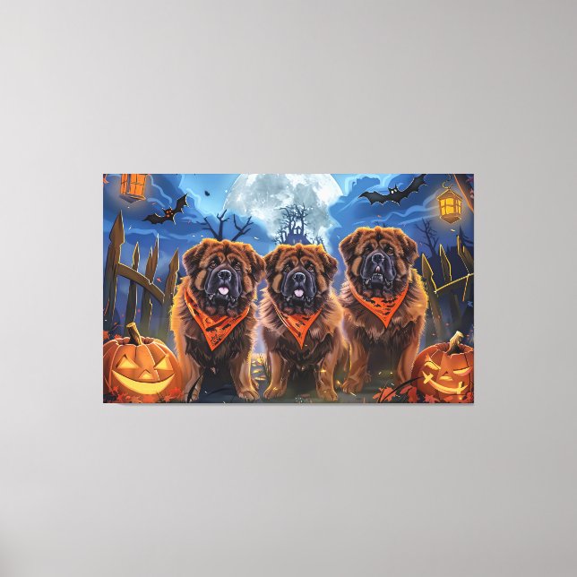 Toile Halloween Tibétain Mastiff Éffrayant (Recto)