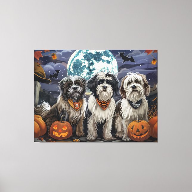 Toile Halloween Tibétain Terrier Éffrayant (Recto)
