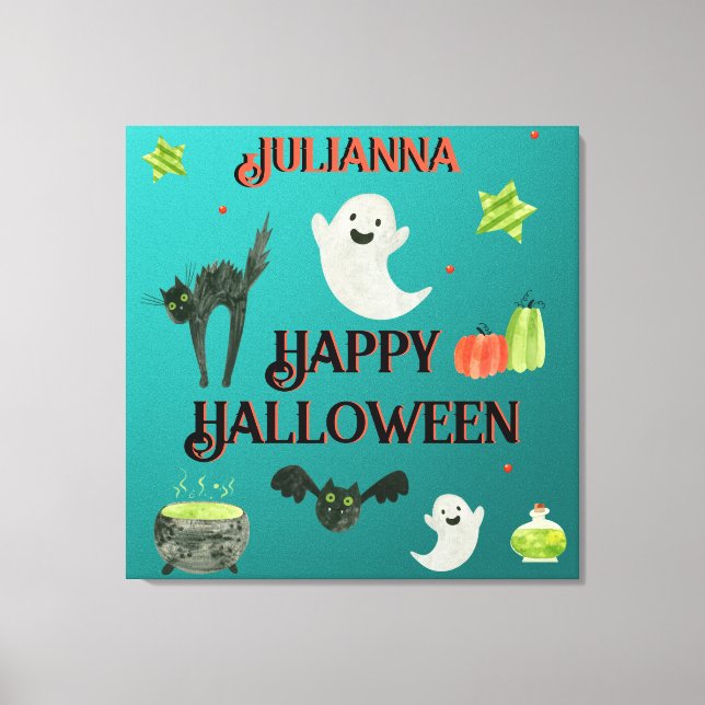 Toile Halloween Turquoise et vert (Recto)