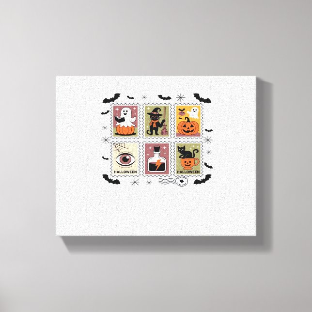 Toile Halloween vintage Chat Postage Collection de timbr (Recto)