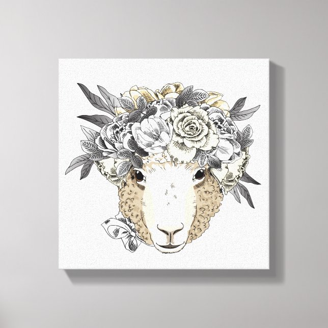 Toile Halo mouton floral (Recto)