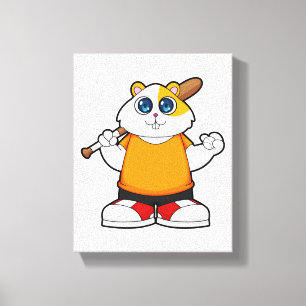 Toile Hamster au baseball avec batte de baseball