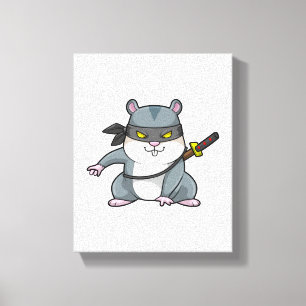 Toile Hamster comme Ninja dans les arts martiaux avec ép