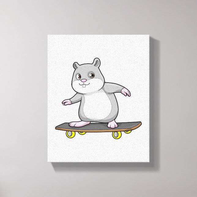 Toile Hamster en patinage avec skateboard (Recto)