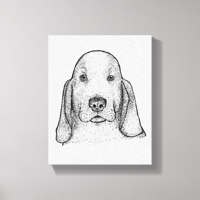 Toile Hand-Drawn Basset Hound Portrait Canvas Art (Recto)