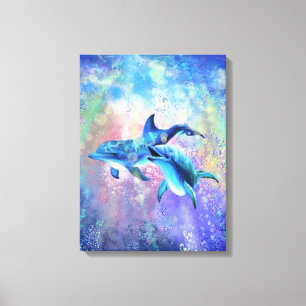 Toile Happy Dolphin Couple Canvas