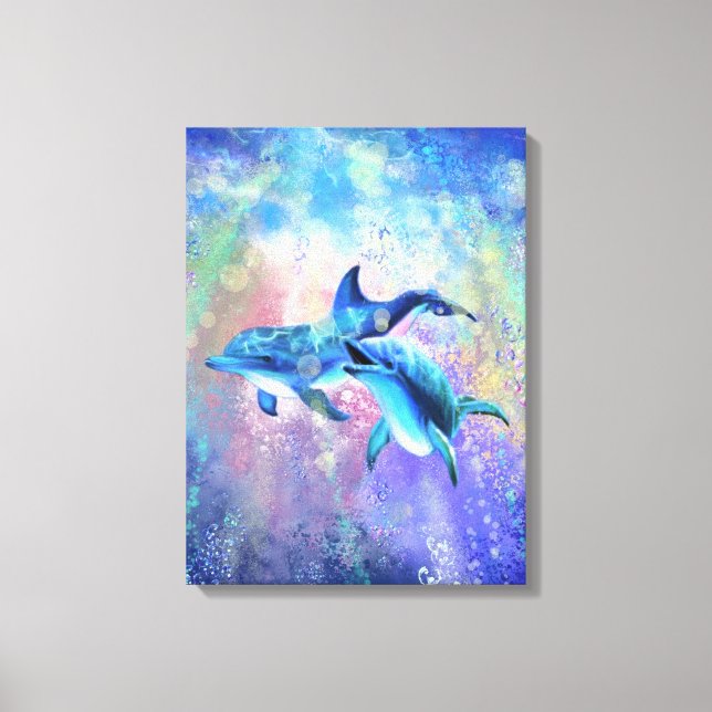 Toile Happy Dolphin Couple Canvas (Recto)