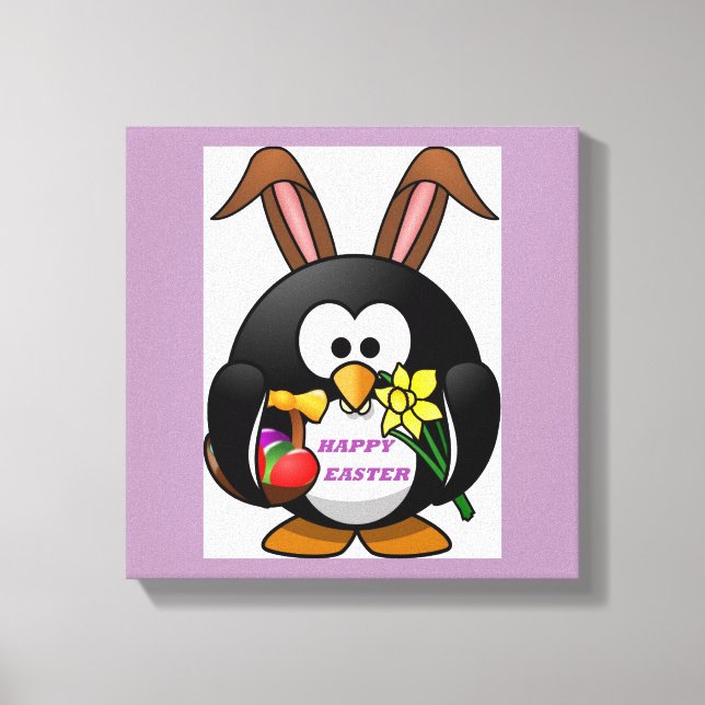 TOILE "HAPPY EASTER" PENGUIN BUNNY (Recto)