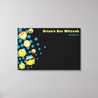 Toile HAPPY EMOJI Bat ou Bar Mitzvah Panneau d'ouverture