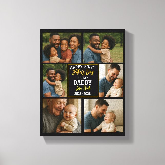 Toile Happy First Father Day Personalized Photo Collage (Recto)