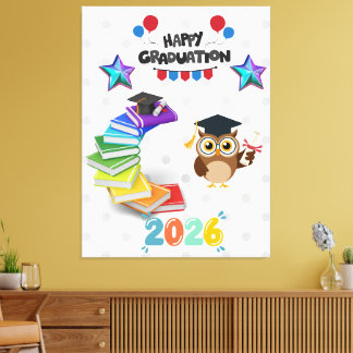 Toile Happy Graduation 2026 - Cute Owl & Books 