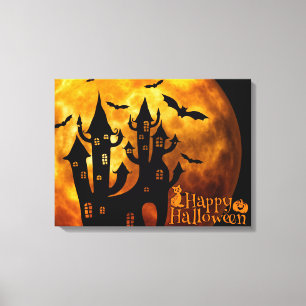 Toile Happy Halloween (Pleine lune)