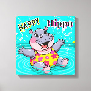 Toile Happy Hippo Jolie décoration de nurserie pour en