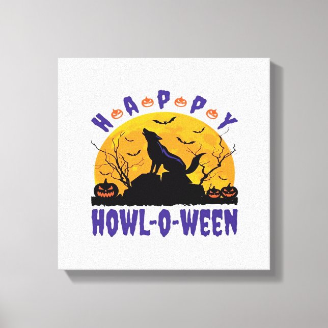 Toile Happy Howl O Ween Hurlement Halloween Chien Essent (Recto)