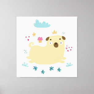 Toile Happy Puggy Canvas Print