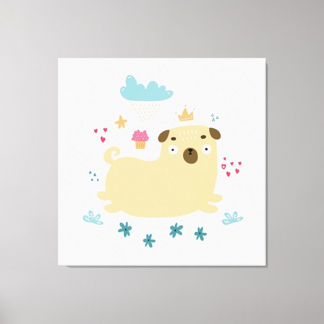 Toile Happy Puggy Canvas Print (Recto)