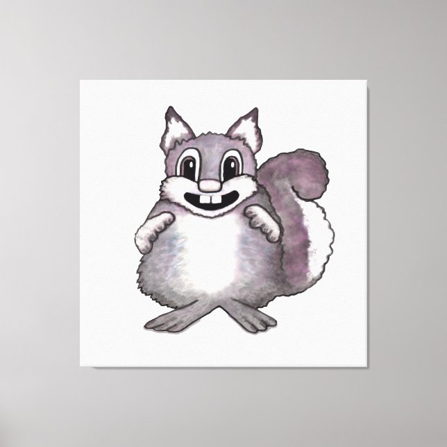 Toile Happy Squirrel Cartoon Drawing  (Recto)