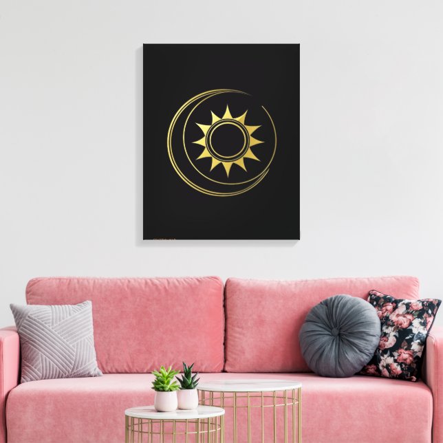 Toile Harmonie Céleste Dorée Lune Soleil Art (Insitu(Salon))