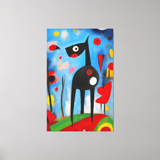 Toile Harmonie des chiens : un Ode à Joan Miró