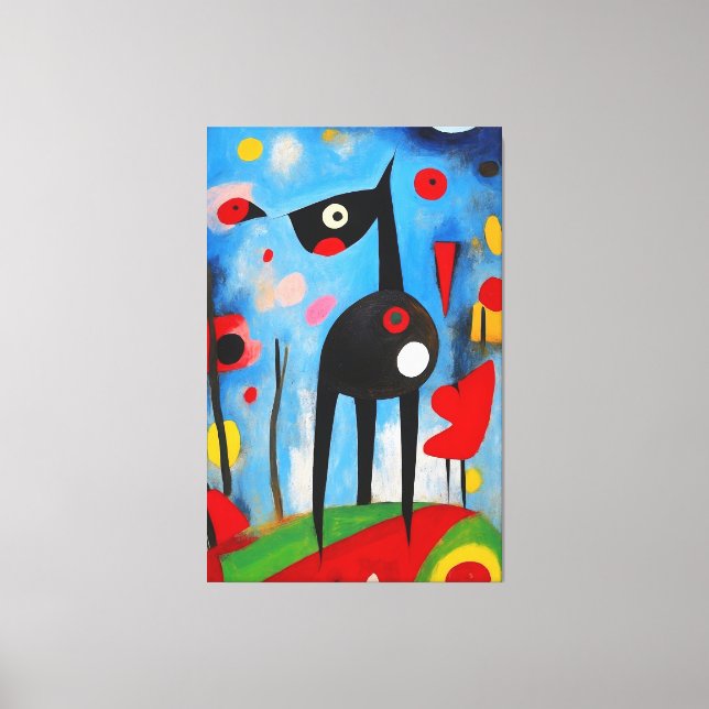 Toile Harmonie des chiens : un Ode à Joan Miró (Recto)