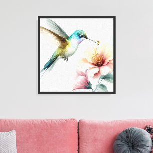 Toile Harmonie d'Hibiscus avec Colibri