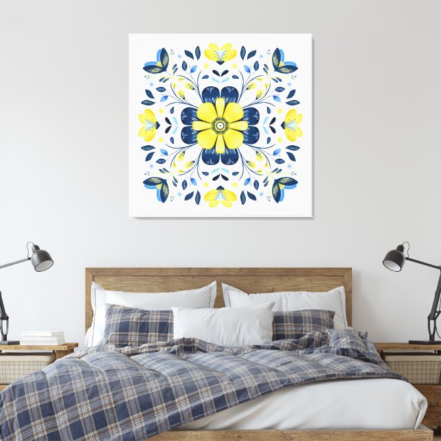Toile Harmonie Fleurie Dorée (Insitu(Chambre))
