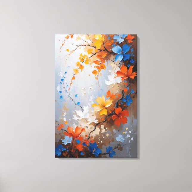 Toile Harmonie Florale Vibrante – Impasto Abstrait (Recto)