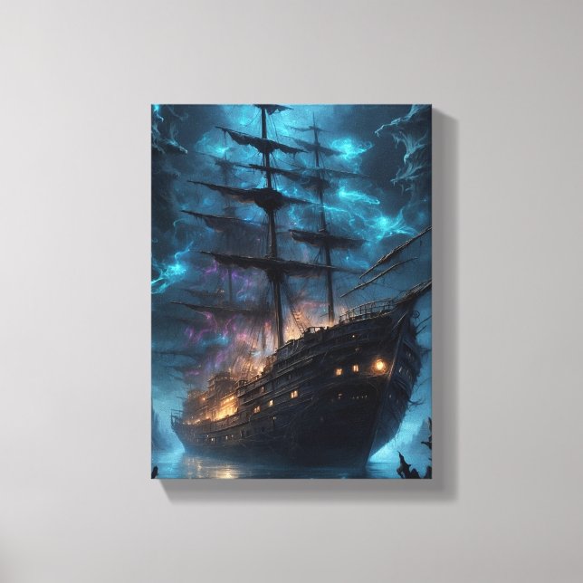 Toile Haunted Ghost Ship at Night Imaginaire (Recto)