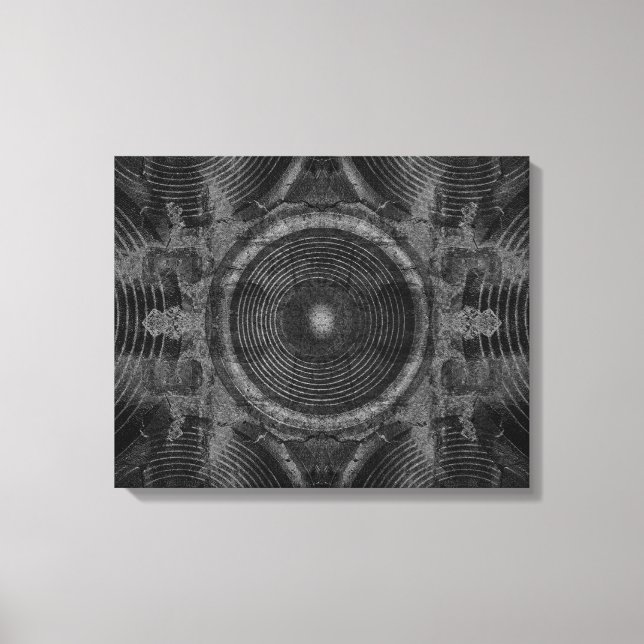 Toile Haut-parleurs musicaux sur un mur fissuré (Recto)