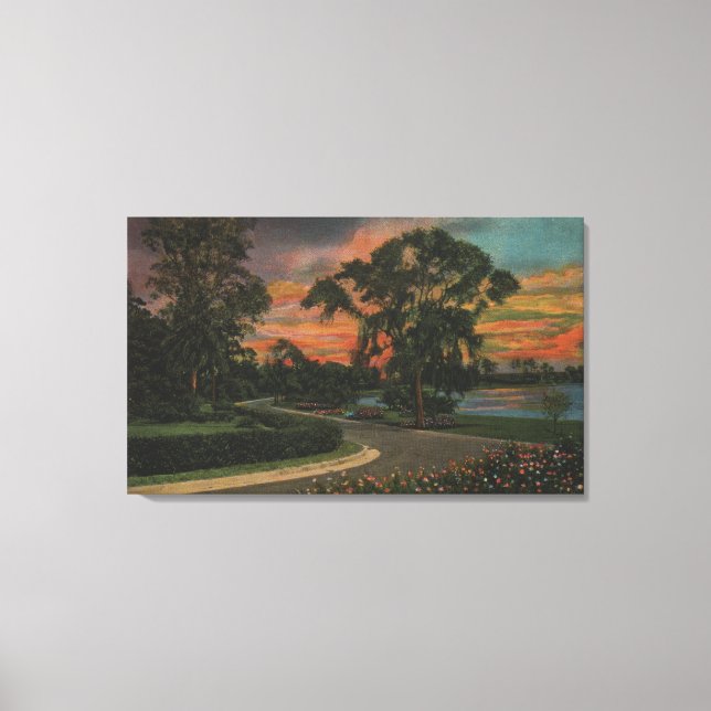 Toile Haven d'hiver, Floride - Vue coucher de soleil sur (Recto)